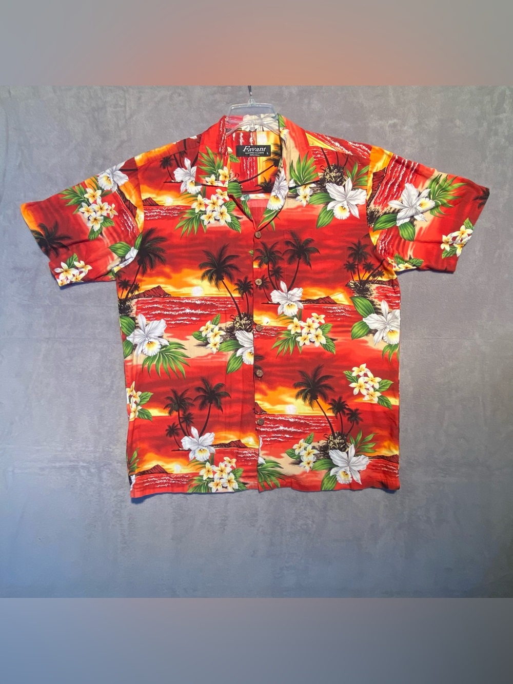 Men’s Large Favant Short Sleeve Tropical Floral Hawaiian Button-Down Shirt